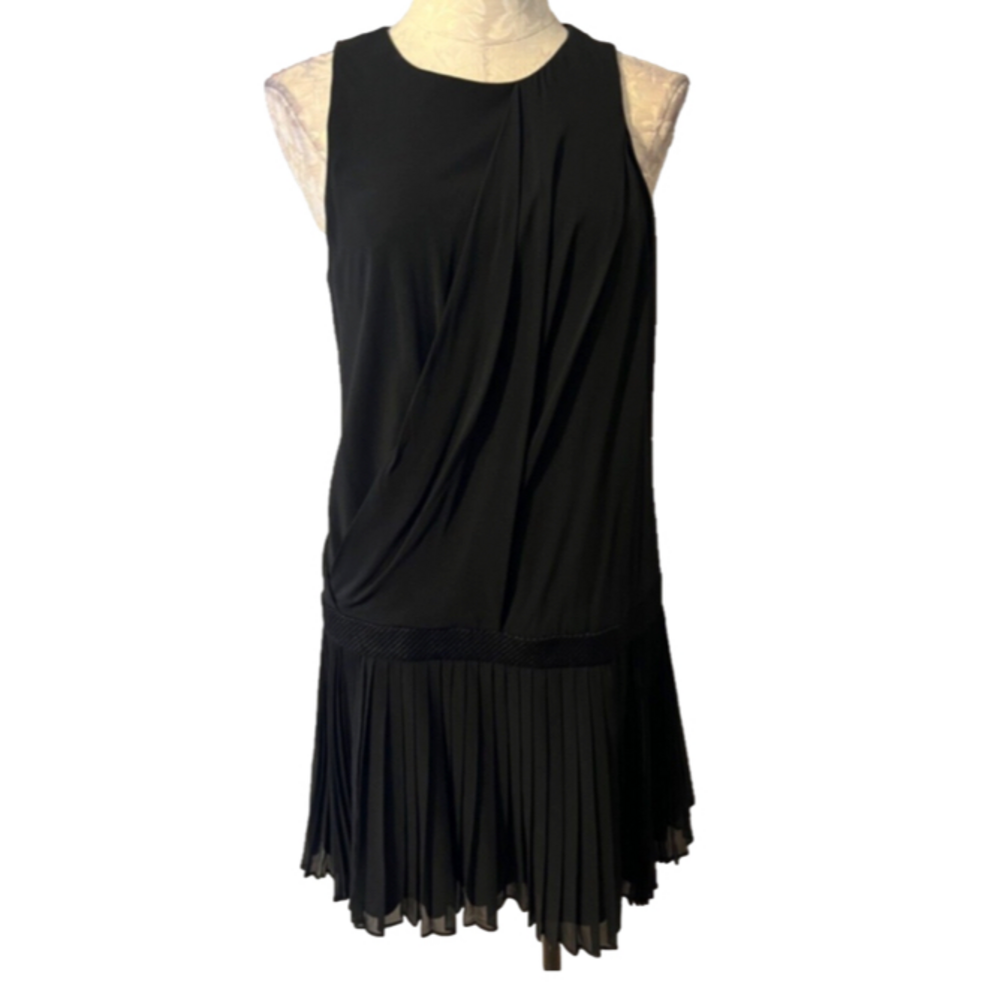 Rag & Bone Dress 6 Black Stretch Silk Rich Drape Pleat Trim - Picture 2 of 15